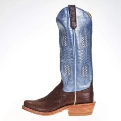 Rios Of Mercedes Women's Ride Ready KangoTobac Smooth Ostrich 15in. Blue Top Cowgirl Boot -Western Denim Gear Store 106141 2