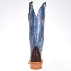 Rios Of Mercedes Women's Ride Ready KangoTobac Smooth Ostrich 15in. Blue Top Cowgirl Boot -Western Denim Gear Store 106141 3