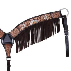 Rafter T Ranch Company Painted Daisy Breast Collar With Fringe