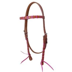 Rafter T Ranch Company Pink Laced Browband Headstall