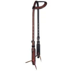 Professionals Choice Chestnut/Black Basketweave Single Ear Headstall