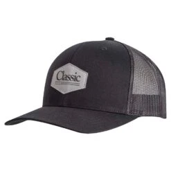 Classic Black Faux Leather Patch Logo Cap