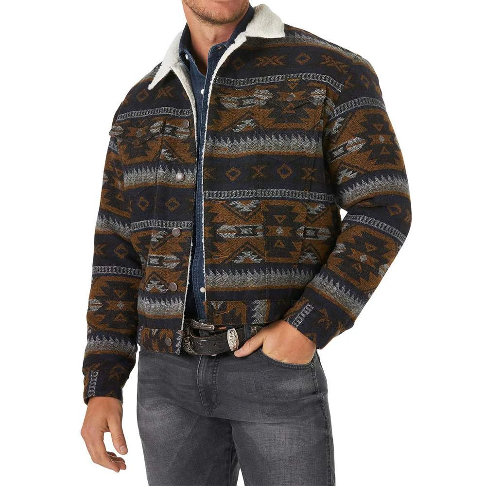 Wrangler Men's Whiskey Jacquard Sherpa Lined Jacket