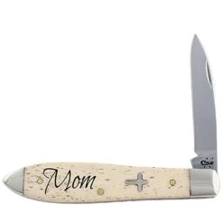 Case XX Natural Bone Cross Shield Mom Tear Drop Knife TB61028 SS CA672205