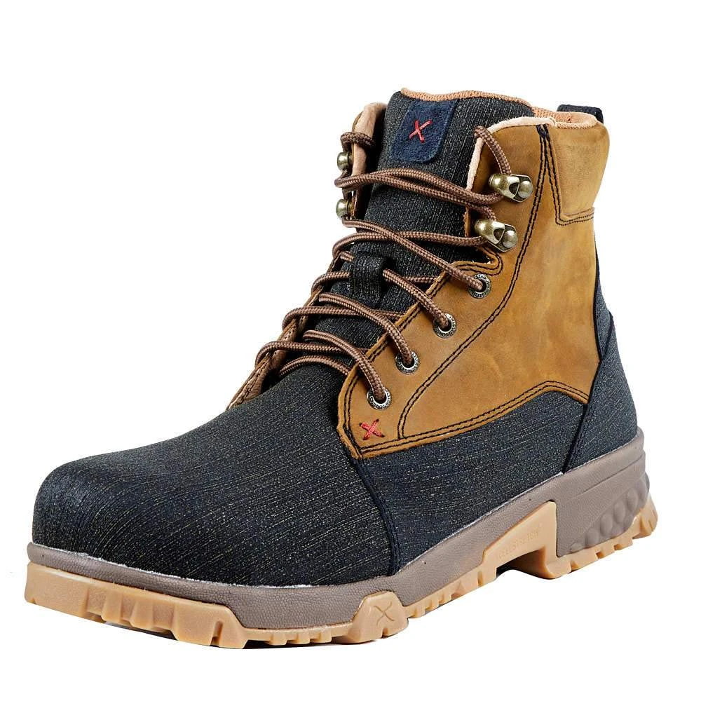 Twisted X Men's Rubberized Brown 6in. Distressed Saddle Lace Up Soft Toe Work Boot 3 Twisted X Men's Rubberized Brown 6in. Distressed Saddle Lace Up Soft Toe Work Boot