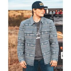 STS Ranch Wear Men's Flynn Chambray Aztec Shirt Jacket