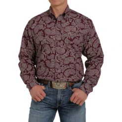 Cinch Men's Purple Paisley Long Sleeve Buttondown