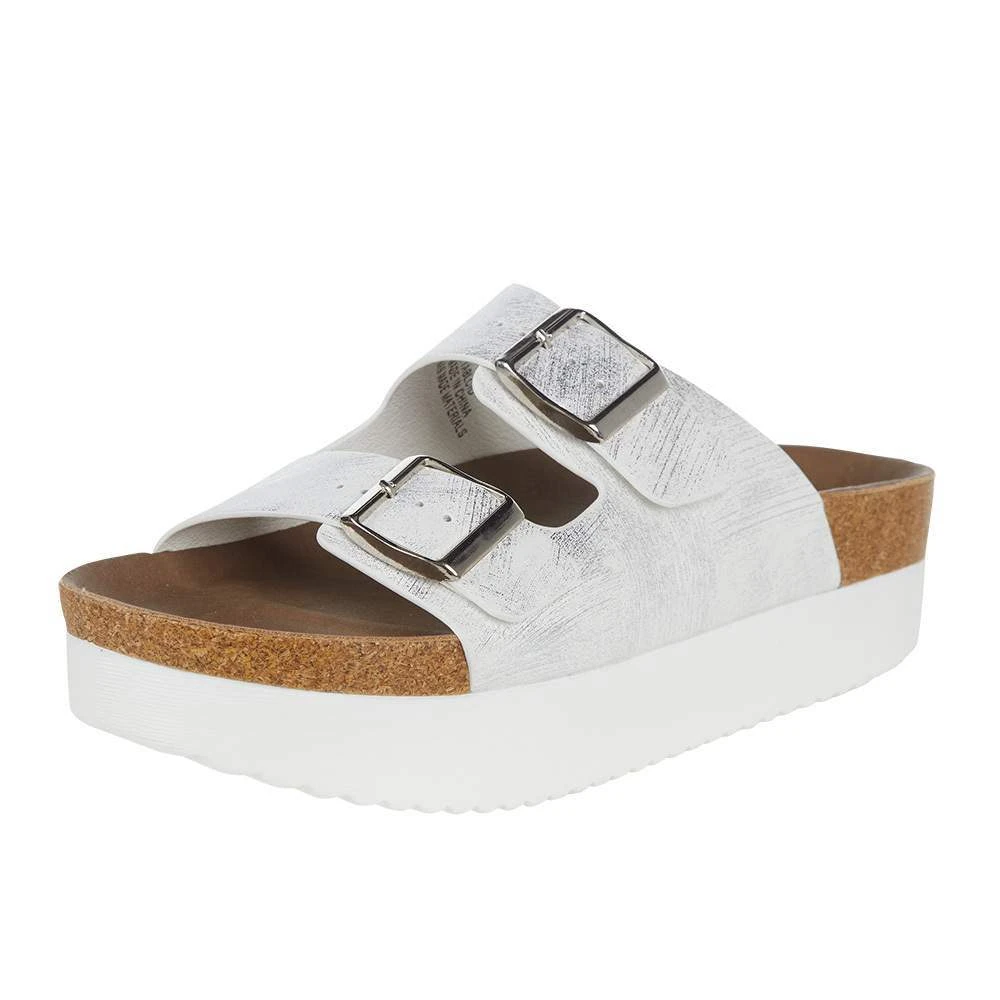 Corkys Footwear Womens Tabloid White Metallic Slide 3 Corkys Footwear Womens Tabloid White Metallic Slide