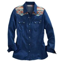 Tin Haul Women's Denim Shirt With Serape Yoke