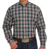 Cinch Men's Blue And Orange Plaid Button-Down -Western Denim Gear Store 158913 default l