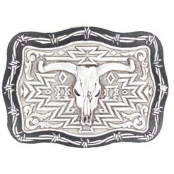 M&F Silver And Black Skull Head Buckle
