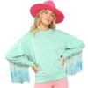 Peach Love Mint Fringe Sleeve Sweatshirt -Western Denim Gear Store 160163 default l