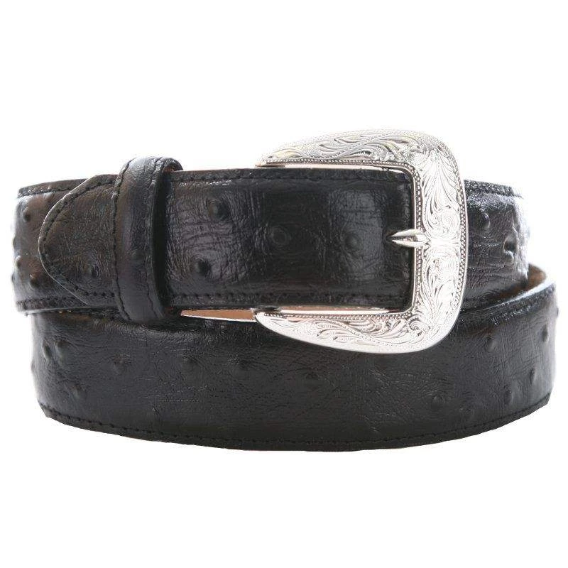 Men's Tony Lama Black Ostrich Dress Belt 3 Men's Tony Lama Black Ostrich Dress Belt