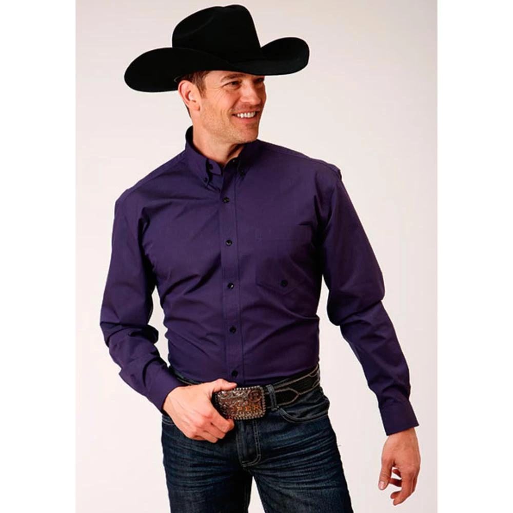 Roper Mens Spiced Plum Solid Buttondown 3 Roper Mens Spiced Plum Solid Buttondown