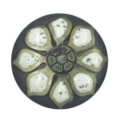 NRS White Stone Flower Petal Brass Antique 1 1/2 Inch Concho