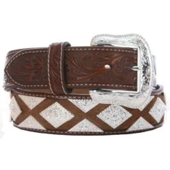 M&F Men's Diamond Concho With Brindle Belt
