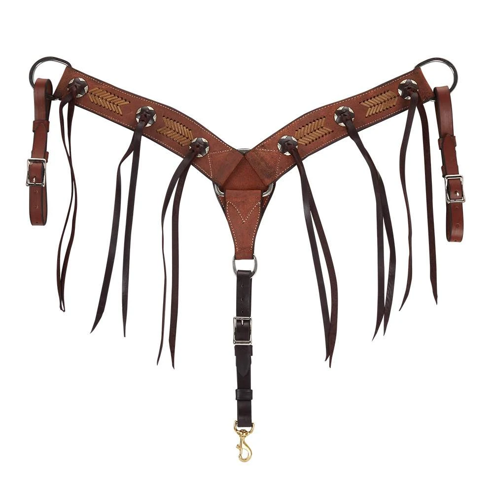 NRS Tack Roughout Rawhide Laced Tassel Breast Collar 3 NRS Tack Roughout Rawhide Laced Tassel Breast Collar