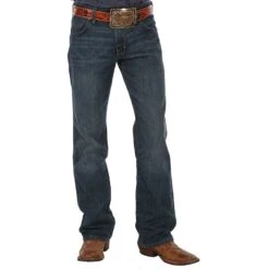 Wrangler Men's Retro Slim Fit River Wash Jeans -Western Denim Gear Store 77MWZRW front