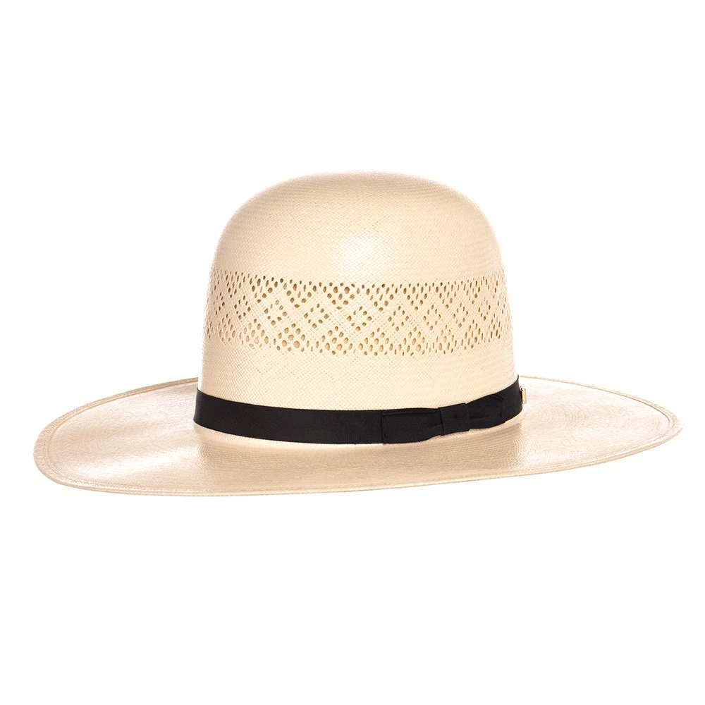 American Hats Fancy Vent Diamond Weave 9 Line Black Band 3 3/4in. Brim Straw Fashion Hat 4 American Hats Fancy Vent Diamond Weave 9 Line Black Band 3 3/4in. Brim Straw Fashion Hat - Image 2