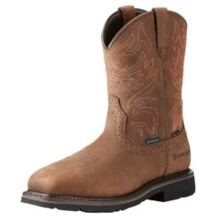 Ariat Mens Sierra Delta H2O Oily Brown 10in Top Work Boots