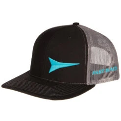 Fast Back Mens Black Cap With Turquoise Logo