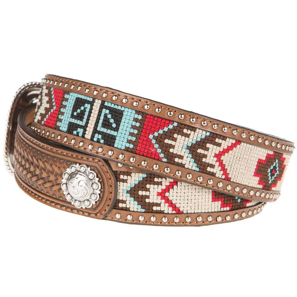 Ariat Men's Brown Aztec Beaded Belt 4 Ariat Men's Brown Aztec Beaded Belt - Image 2