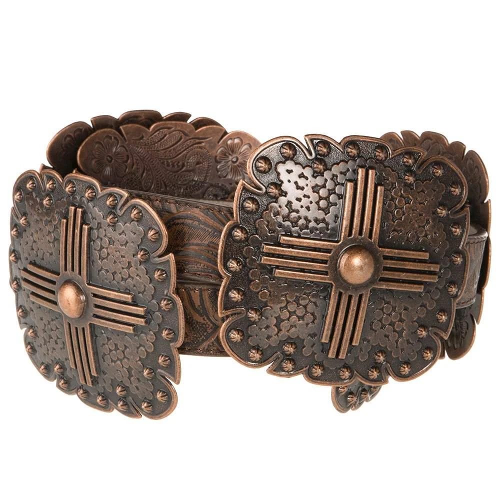 Ladies Angel Ranch 1in. Brown Cross Concho Belt 4 Ladies Angel Ranch 1in. Brown Cross Concho Belt - Image 2