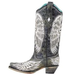 Corral Women`s Black Cross/Wings Overlay 13in. Top Boot -Western Denim Gear Store A4232 3