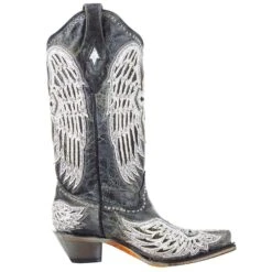 Corral Women`s Black Cross/Wings Overlay 13in. Top Boot -Western Denim Gear Store A4232 5