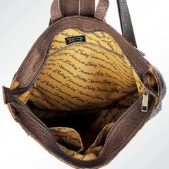 Leather Backpack W/Yellow Aztec -Western Denim Gear Store ADBGZ307 2