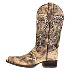 Circle G Women's Sand Embroidery Square Toe Boot -Western Denim Gear Store L5525 2