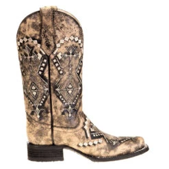 Circle G Women's Sand Embroidery Square Toe Boot -Western Denim Gear Store L5525 4
