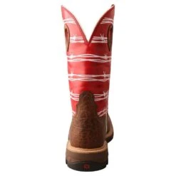 Twisted X Mens Distressed Saddle 12in Red Barbwire Soft Toe Work Boot -Western Denim Gear Store MXB0008 3