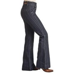 Rock & Roll Denim Women's High Rise Jacquard Stripe Trouser -Western Denim Gear Store RRWD5HRZQI 3
