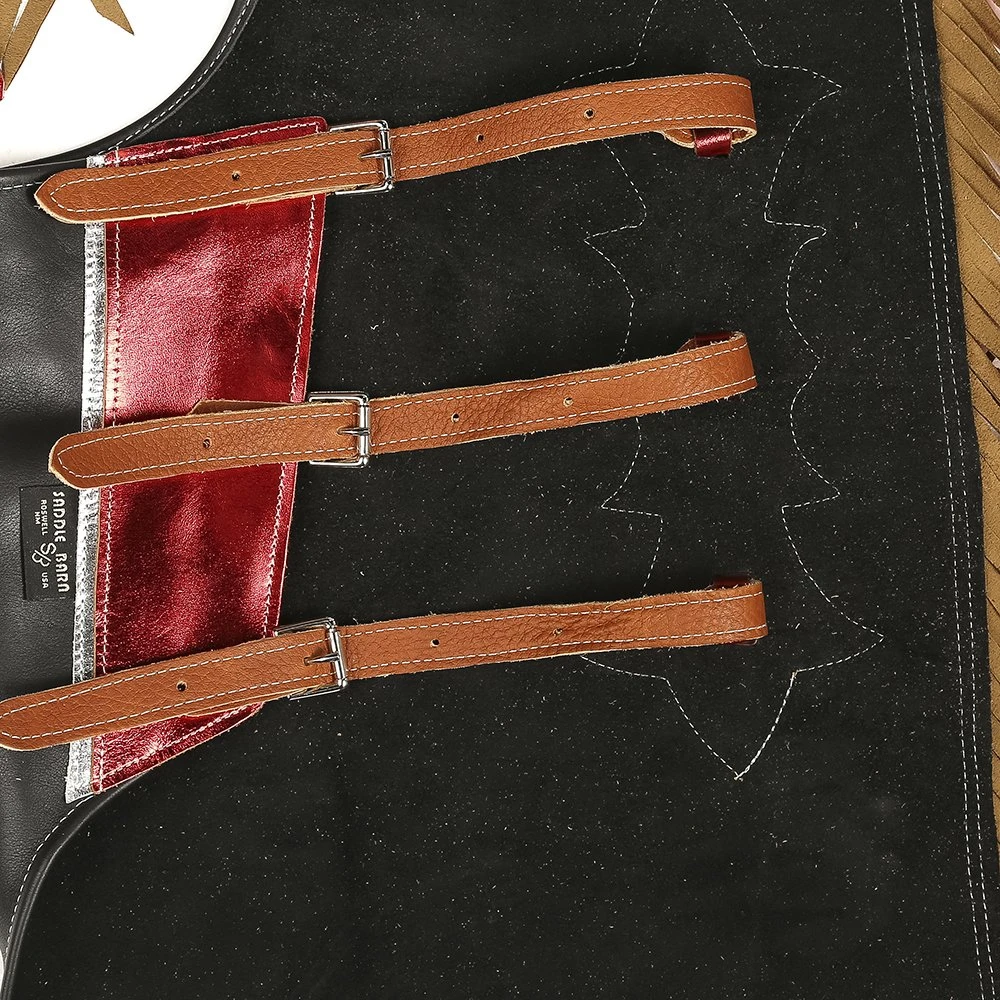 Saddle Barn Tack Pro Rodeo Chap W/Black/Red Metallic 5 Saddle Barn Tack Pro Rodeo Chap W/Black/Red Metallic - Image 3