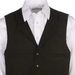 Wyoming Traders Men's Black Buffalo Leather Vest -Western Denim Gear Store WT BB 1