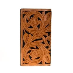 Western Fashion Twisted X Floral Tooled Rodeo Wallet With Black Painted Inlay -Western Denim Gear Store XH 106 2