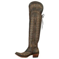 Lane Boots Women's Lexington OTK Brown Crackle Snip Toe Boot -Western Denim Gear Store lb0499a 03